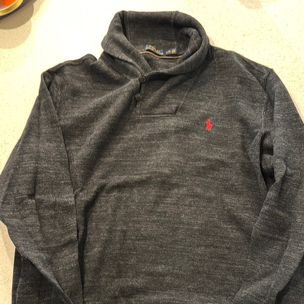 Ralph Lauren Dark Gray Sweater with Red Accent